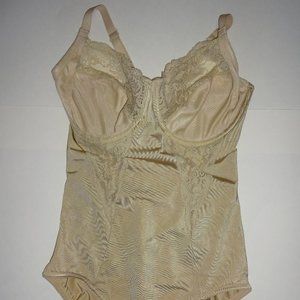 Womens Nude Maidenform Firm Control Shapewear Shaping Bodysuit 36D Lace 1456